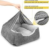 JOEJOY Rectangle Dog Bed Hooded Cave Cushion Large Pet Bed 76x61x23 cm view 4