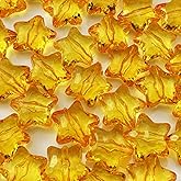 50pcs Acrylic Crystal Star Beads 20mm Star Shape Faceted Beads for Jewelry Making Bracelet Necklace Key Chains DIY Crafts(Gold Yellow)