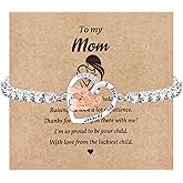 Uloveido Love Heart Charm Tennis Chain Bracelet, To My Mom Bracelet Gifts for Birthday Mother's Day Christmas from Daughter