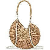 Handmade Crochet Tote Bag Seashell Purse for Women Boho Shell Handbag Crossbody Shoulder Bag Summer Beach Clutch Hobo Handbag