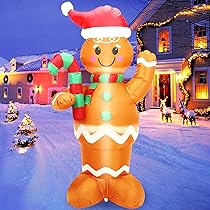 Décoration Gonflable De Noël – Bonhomme En Pain D’épice 2,5 M Avec LED – Pour Extérieur/intérieur – Fixation Incluse
