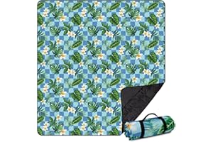 Airensky Extra Large Picnic Blanket(79 "x 82"), 3-Layer Thickening Waterproof Camping Blanket, Sandproof Picnic Blanket for Beach, Machine Washable, Wear-Resistant, Soft and Comfortable(Flowers)