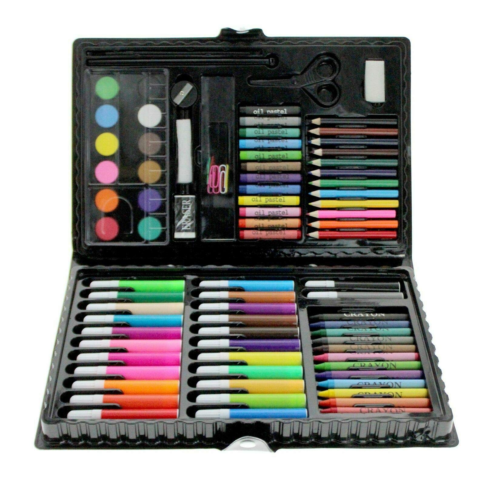 90pc Art Set Kids Children Watercolour Pens Crayons Pencils Sponge Scissors Oil Pastels Junior Artists Drawing Sketching Colouring Painting Case kids stationary sets