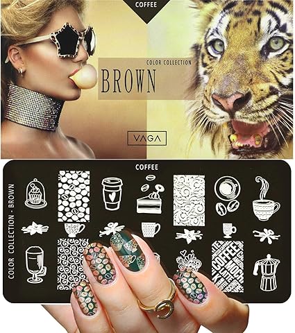vaga coffee placa para decoracion de unas con 22 disenos plantilla para nail art stamping herramienta perfecta para estampar y hacer manicure