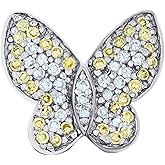Jewels By Lux Sterling Silver Womens Yellow White Cubic-Zirconia Butterfly Fashion Charm Pendant