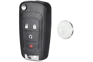 Beefunny Flip Remote Key Fob Replacement for Chevy Equinox Trax 2010-2017 for Buick Encore Car Key Remote Control 4 Buttons 3