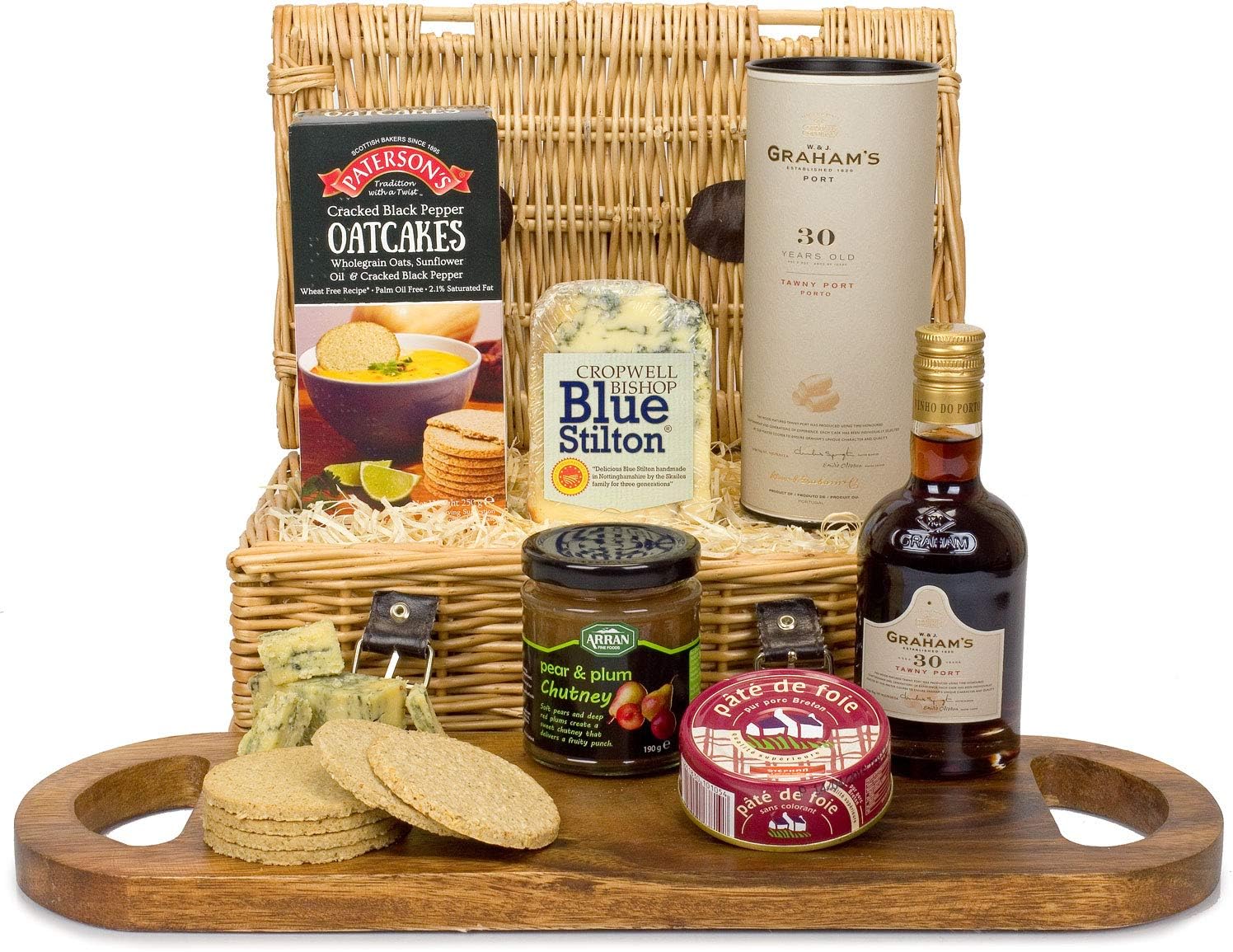 InterHamper | Port and Stilton Vintage Cheese Connoisseur Hamper presented in a 11inch Light Steamed Chest Hamper