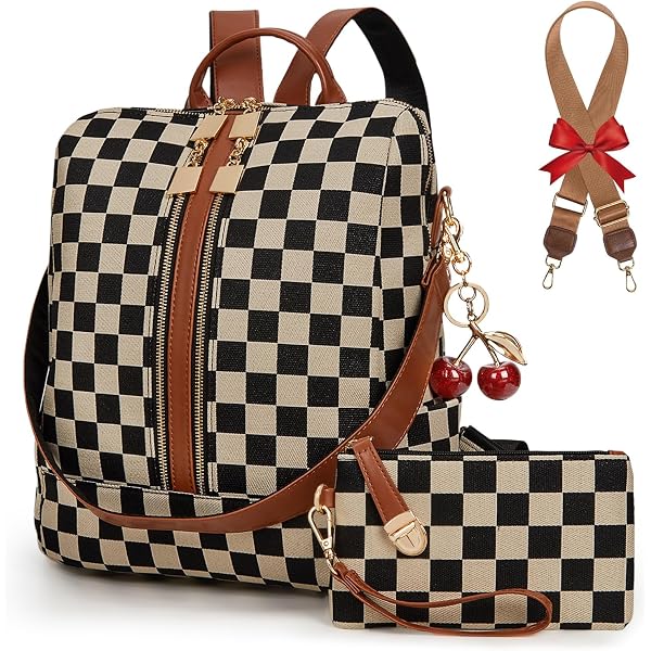 Lushandy Checkered Backpack Purse for Women Laptop Backpack for Work College : Clothing, Shoes & Jewelry