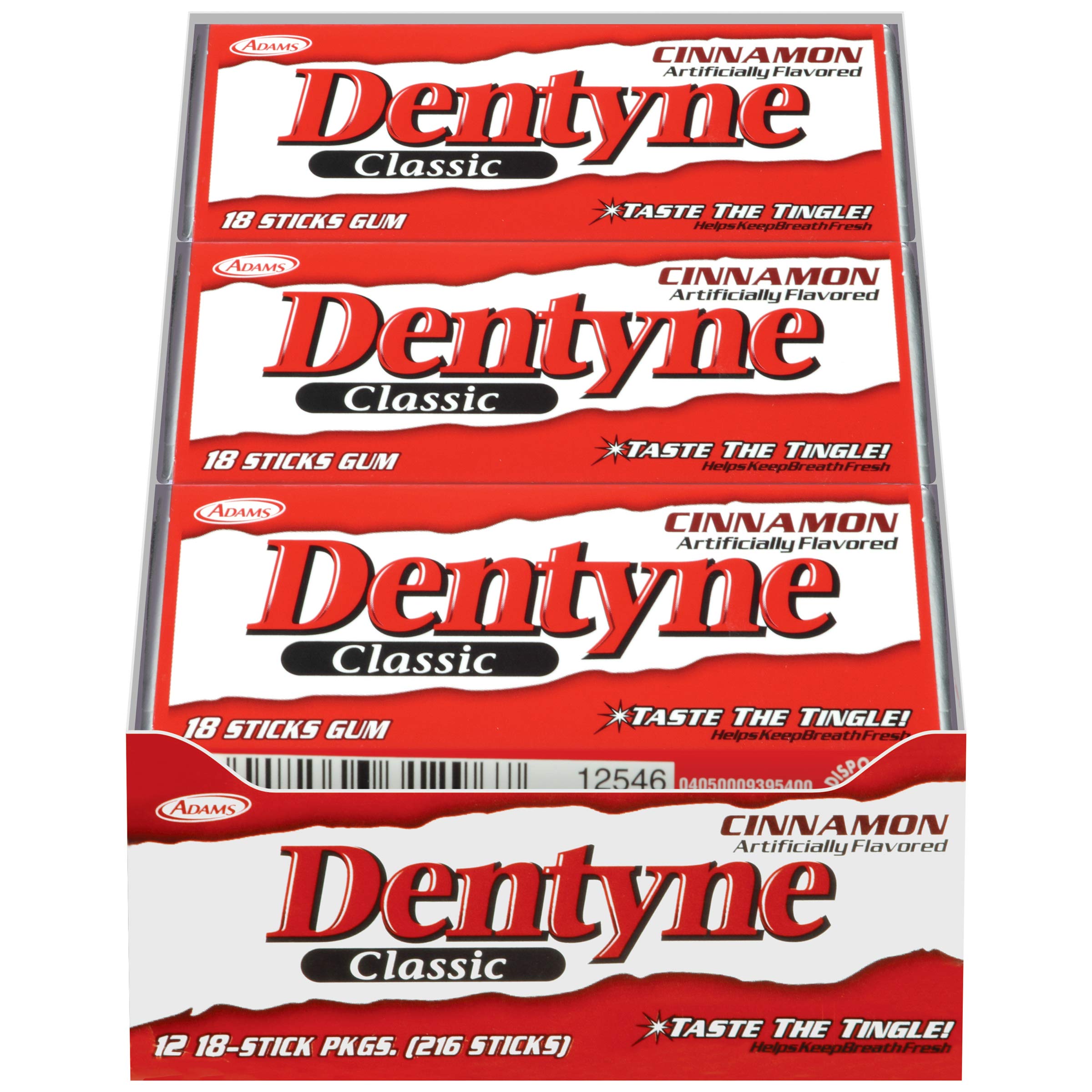 Dentyne Classic Cinnamon Chewing Gum 18 Piece Packs (12 Count, 216
