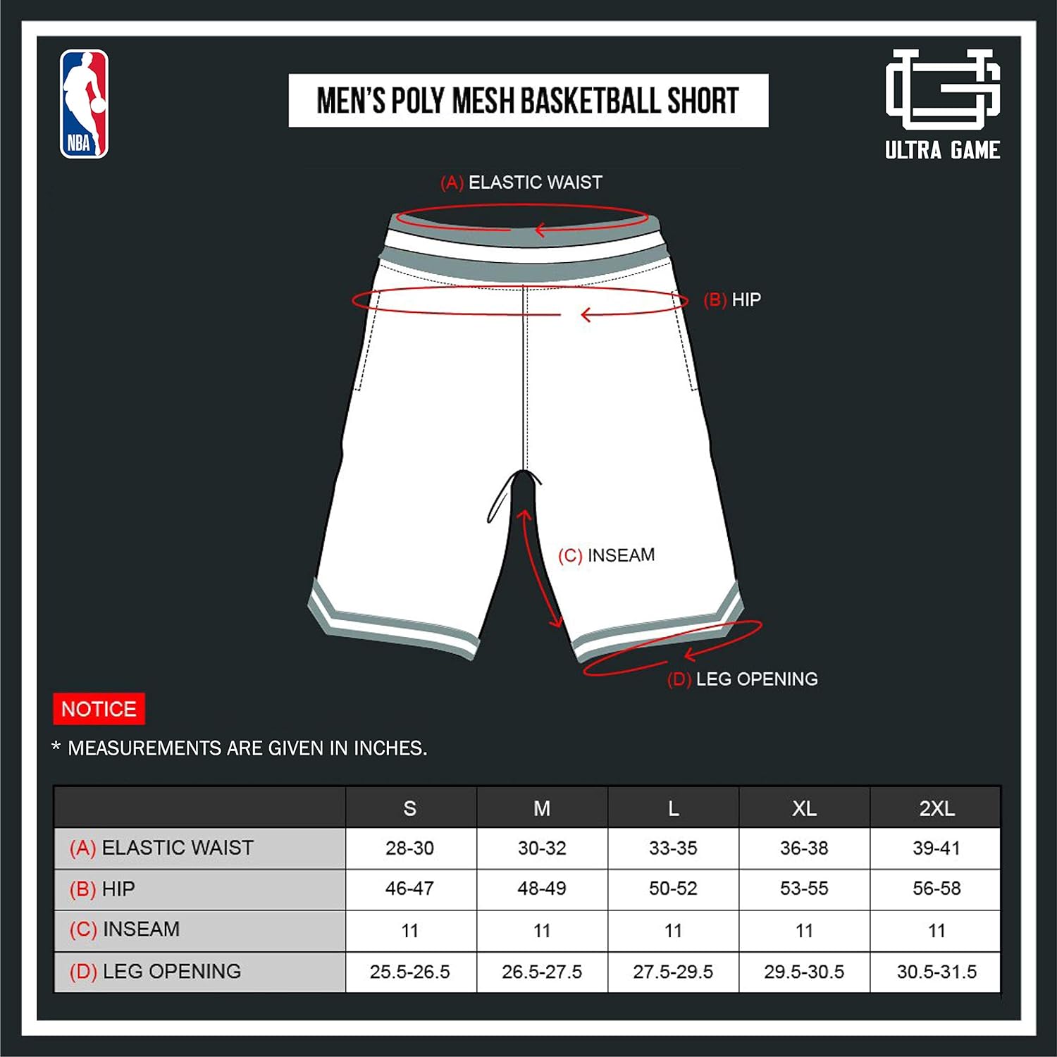 Ultra Game NBA Men's Basketball Active Woven Shorts : Clothing
