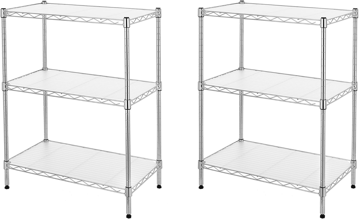 Finnhomy 6-Tier Wire Shelving Unit Adjustable Steel Wire Rack Shelving 6 Shelves Steel Storage Rack or Two 3 Tier Shelving Units with PE mat and Stable Leveling Feet, Chrome: Kitchen & Dining