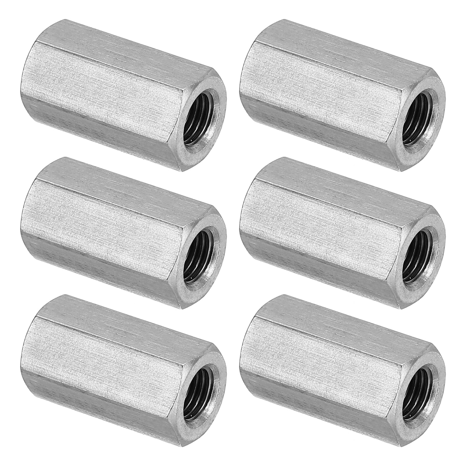 PATIKIL M8 x 1-Pitch 304 Stainless Steel Hex Coupling Nuts, 6Pcs 25mm/ 1" Length Fully Threaded Rod Coupling Nut Studding Connector Fasteners, Silver Tone — image 1