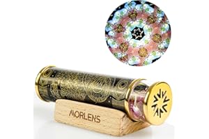 MORLENSCOPE 12 Constellations Aries Kaleidoscope,Handmade 4.25" Mini Kaleidoscope,Red Tourmaline Crystals Healing Stones Gems Core Box,Gift Box,Anniversary Birthday Christmas Thanks Giving New Year Present Gift