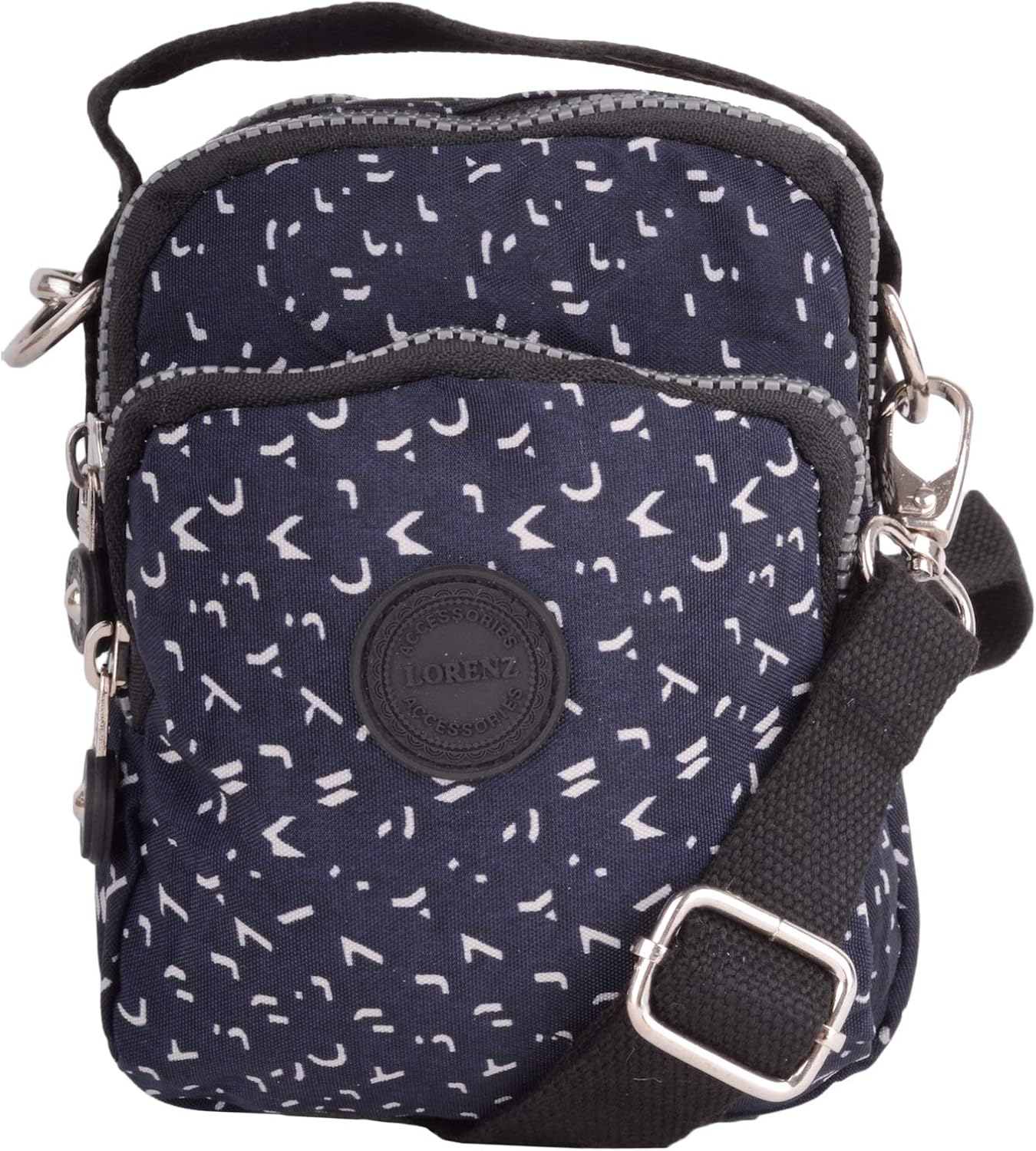 Valita Womens Compact Travel Triple Feature Cross Body Shoulder Bag Detachable Strap - Navy/Beige