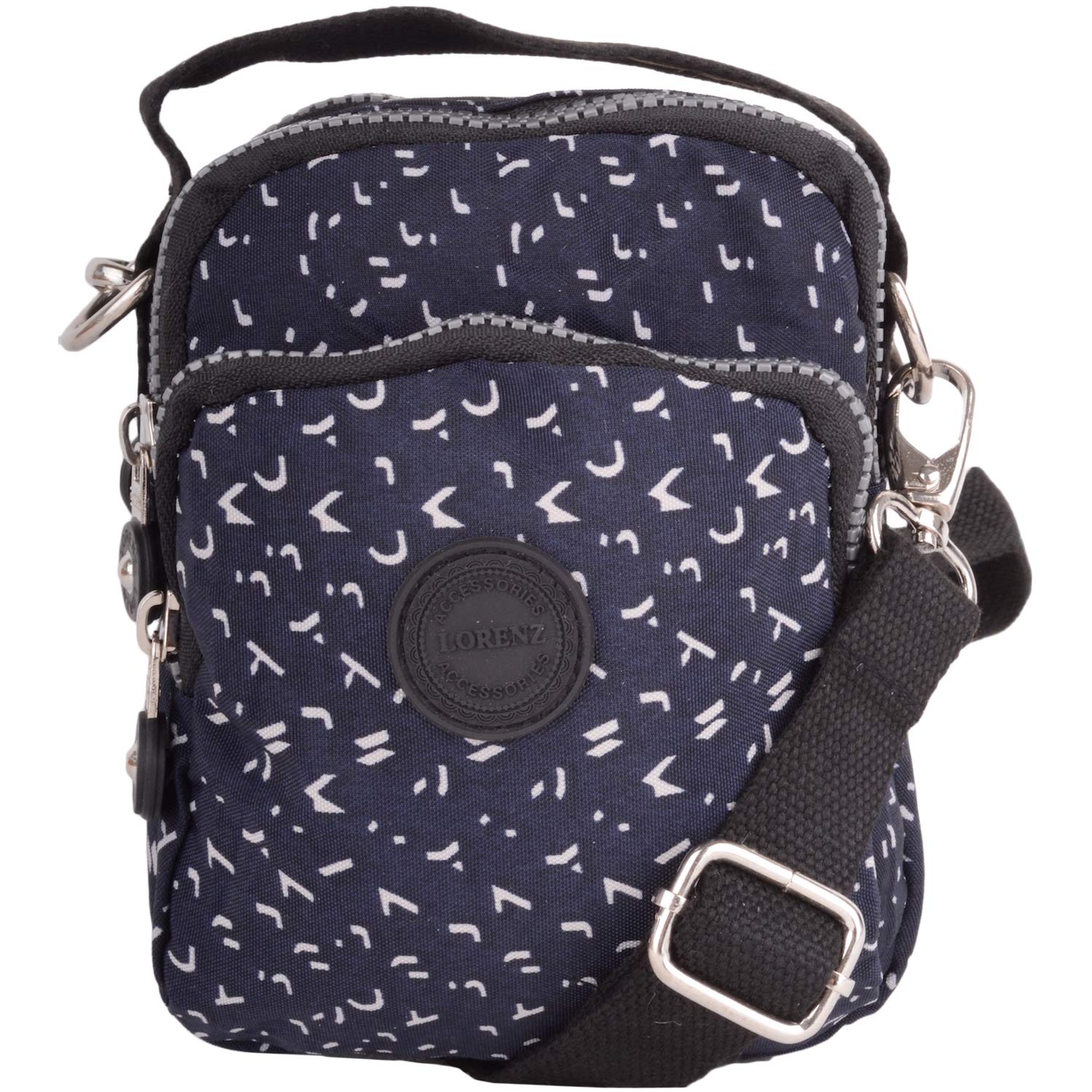 Valita Womens Compact Travel Triple Feature Cross Body Shoulder Bag Detachable Strap - Navy/Beige