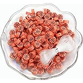 100Pcs Sports Ball Beads Basketball Polymer Clay Beads DIY Crafts Spacer Loose Beads for Key Chains Jewelry Making Earring Bracelet Necklace (Basketball)