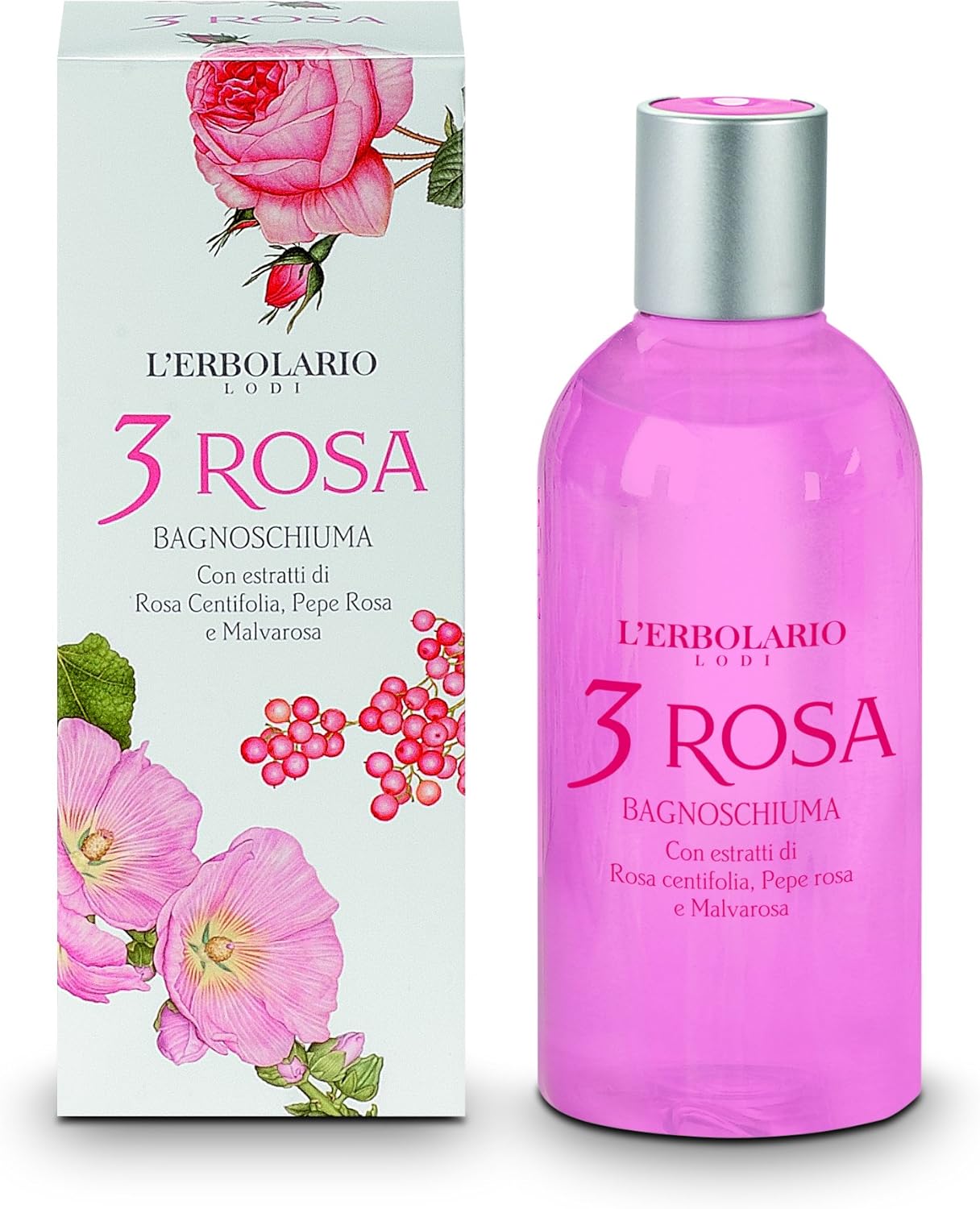 L'Erbolario 3 Pink Bath Foam, Cream, 250 ml (Pack of 1)