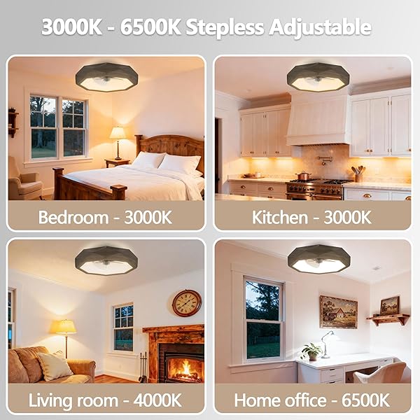 22″ LED CEILING FAN WITH LIGHTS AND REMOTE, RGB CEILING FAN WITH SMART APP/REMOTE CONTROL, BEDROOM FLUSH MOUNT CEILING FANS, WALNUT WOOD GRAIN BLADELESS CEILING FANS