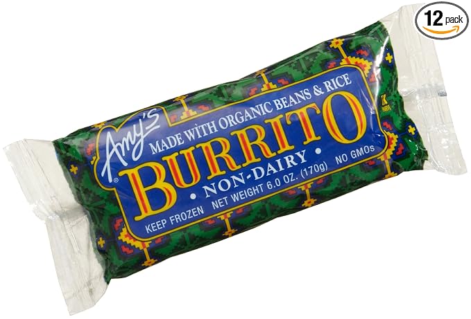Amazon Com Amy S Bean Rice Burrito Dairy Free Organic 6 Ounce Boxes Pack Of 12 Amy S Gluten Free Burrito Grocery Gourmet Food