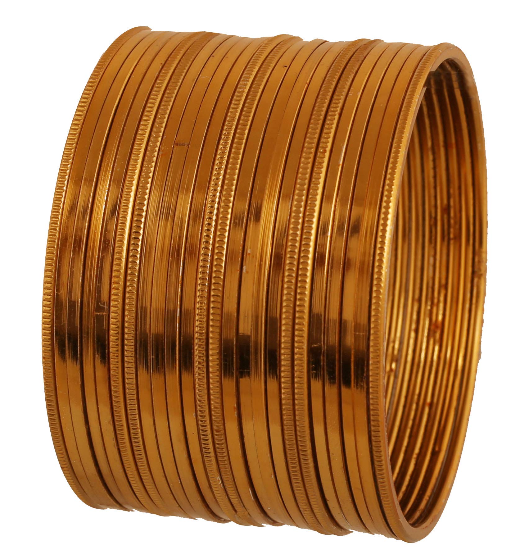 Touchstone New 2 Dozen Golden Bangle Collection Beautiful Grain Work Plain Sober Thin Designer Jewelry Bracelets Bangle Set of 24 in Gold Tone for Women. — image 1