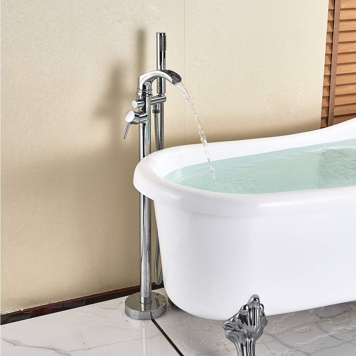 Senlesen Bathroom Single Handle Freestanding Bathtub Faucet Floor
