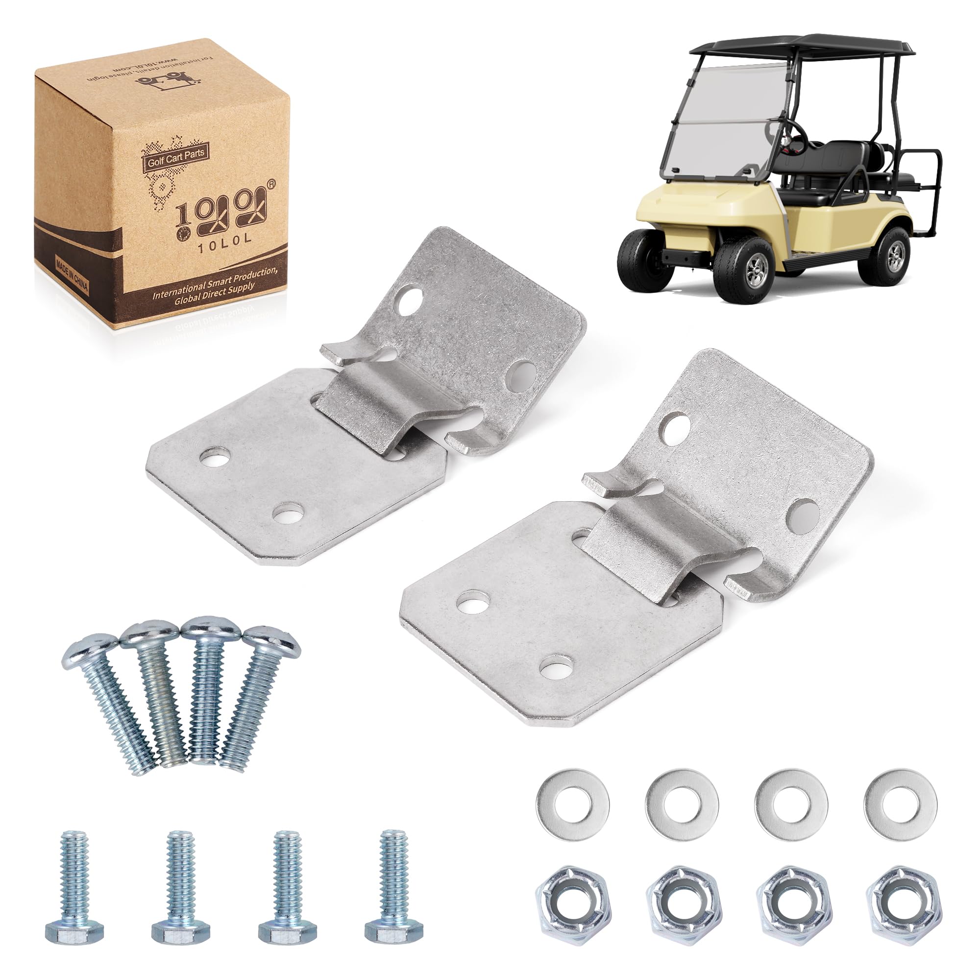 View 1 of 10L0L Club Car DS Seat Hinge Set for 1979-Up Golf Carts Seat Cushion Buckle Plate OEM 1011652 1012412 - Male + Female