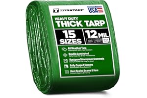 TitanTarp® Heavy Duty Waterproof Tarp Tarpaulin - Boat, Camping, Car, Furniture, Garden, Home, Outdoor, Patio, Pool Cover, Rain Shelter, RV, Shade, Storage, Tent, Truck - 12 MIL, 6x8ft, Green