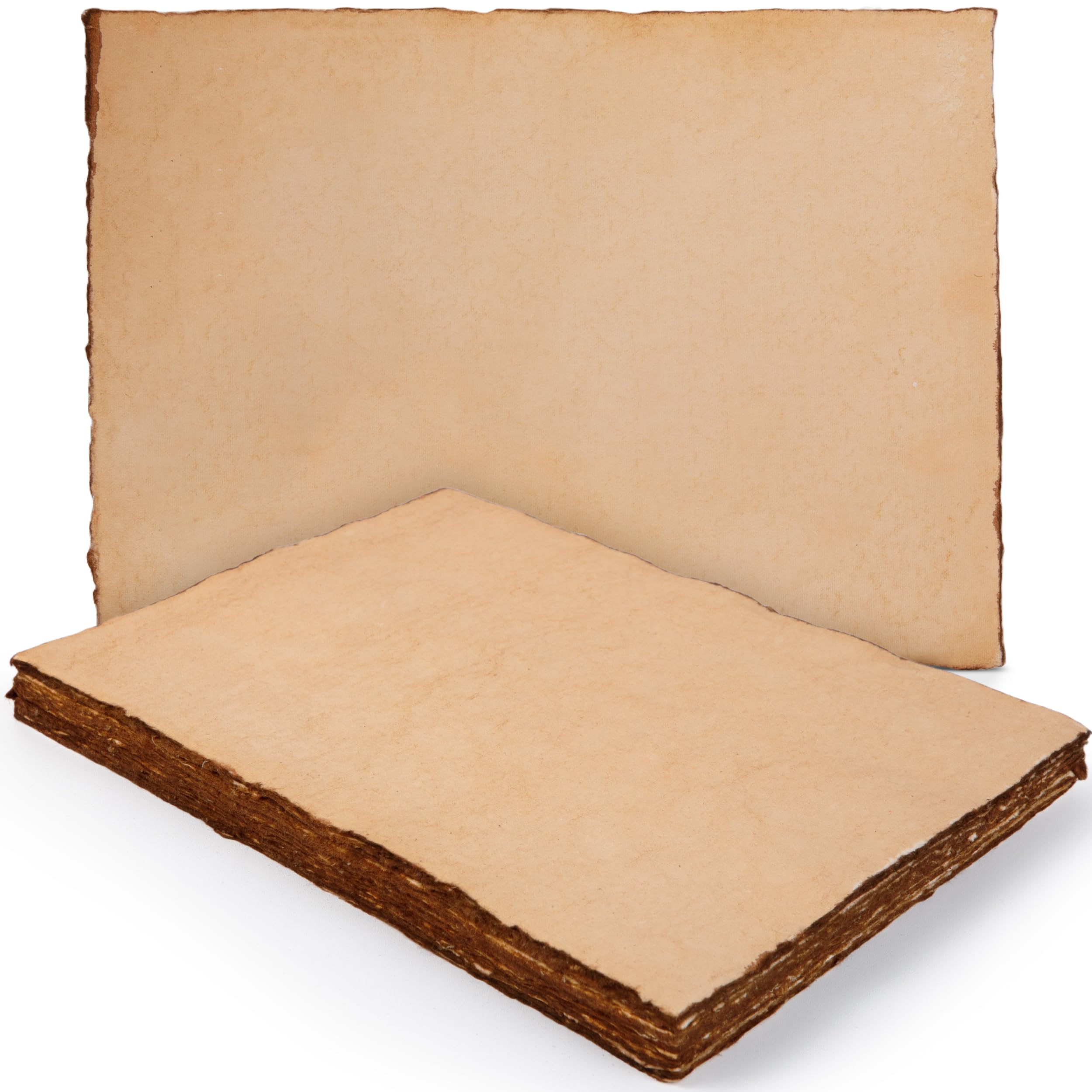 Wanderings Handmade Antique Deckle Edge Vintage Blank Paper - 30 x 25 cm - Package of 25 - Watercolor Mixed Media Loose Leaf Paper for Writers Invitations Crafts - Cold Press Thick 150 GSM Recycled.