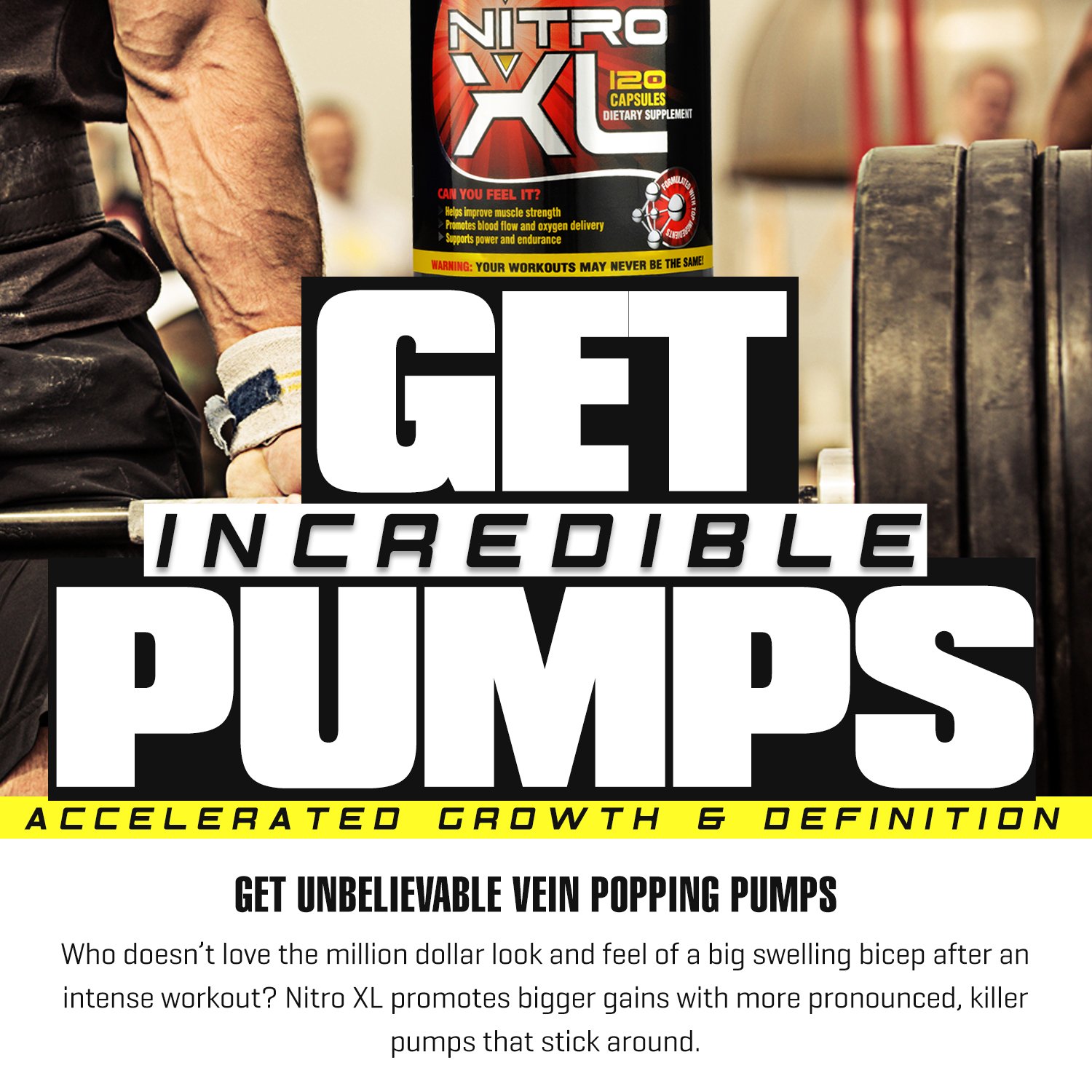 | Nitric Oxide Bodybuilding Supplement – with L-Arginine | Build Muscle Mass – Get Ripped – Boost Performance – Increase Endurance & Stamina – Intensify Your Workout | 120 caps