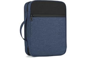 GERMUN Bible Cover with Durable Handle, Carrying Book Case Church Bag Bible, Protective with Zippered Pocket, Bible Study Accessories Supplies, Book Protector for Book Lovers, Blueblack