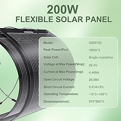 200W Semi-Flexible Solar Panel 12V Monocrystalline