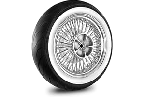 MOTOTEKS 16" HARLEY FAT SPOKE WHEEL 16X5.5 40 STAINLESS SPOKES TOURING BAGGER REAR 2009 - PRESENT MODELS W/ 25MM BEARINGS (WITH ABS) (All Chrome & White Wall Tire)