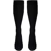 NuVein Men's Compression Socks, 8-15 mmHg Support, Dress Trouser Style, Over Calf Knee High, Black, Large