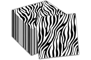 JAJAJUEGOS 40Pcs Zebra Print Party Napkins - Jungle Animals Themed Disposable Paper Napkins for Zebra Birthday Parties, Safari Animal Celebrations, Baby Baptisms, Birthday Gatherings & More