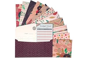 Saveyon 12 Laminated Budget Envelopes & Budget Sheets for Cash Envelope System, Money Envelopes for Budgeting, Budget Planner