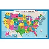 USA Wall Map for Kids with Illustrations- United States Poster Map for Home or Classroom, (18&rdquo; x 29&rdquo; Laminated)