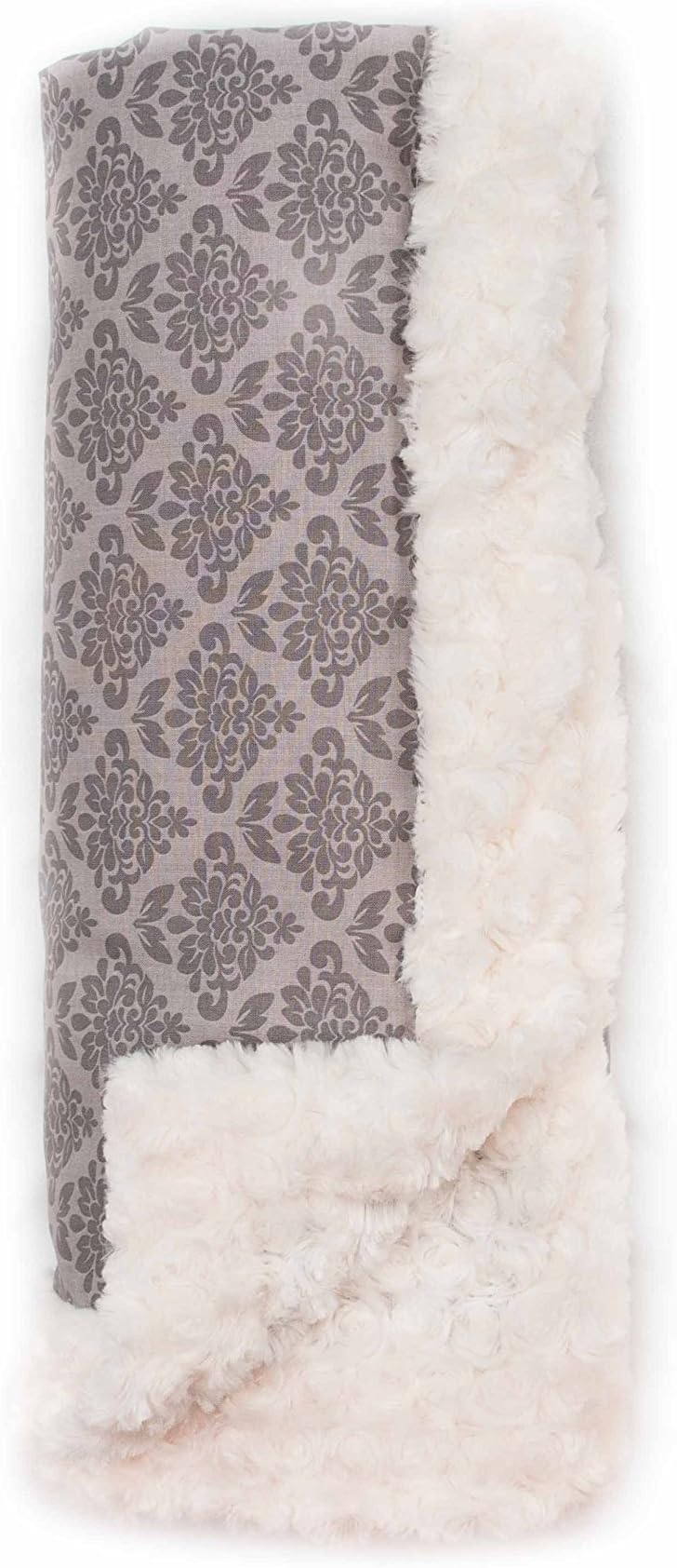 Bella Bundles Blanket, Cotton, Grey Damask, 101.6 x 101.6 x 0.5 cm