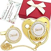 Personalized Pacifier Set with Name, BPA Free, Bling Gold Silver Pink Rose Gold Luxurious Ideal Gift for Newborns (Gold)