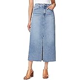 kensie Jeans for Women High Rise Frayed Hem Front Slit Maxi Jean Skirt 36-Inch, Sizes 0-12