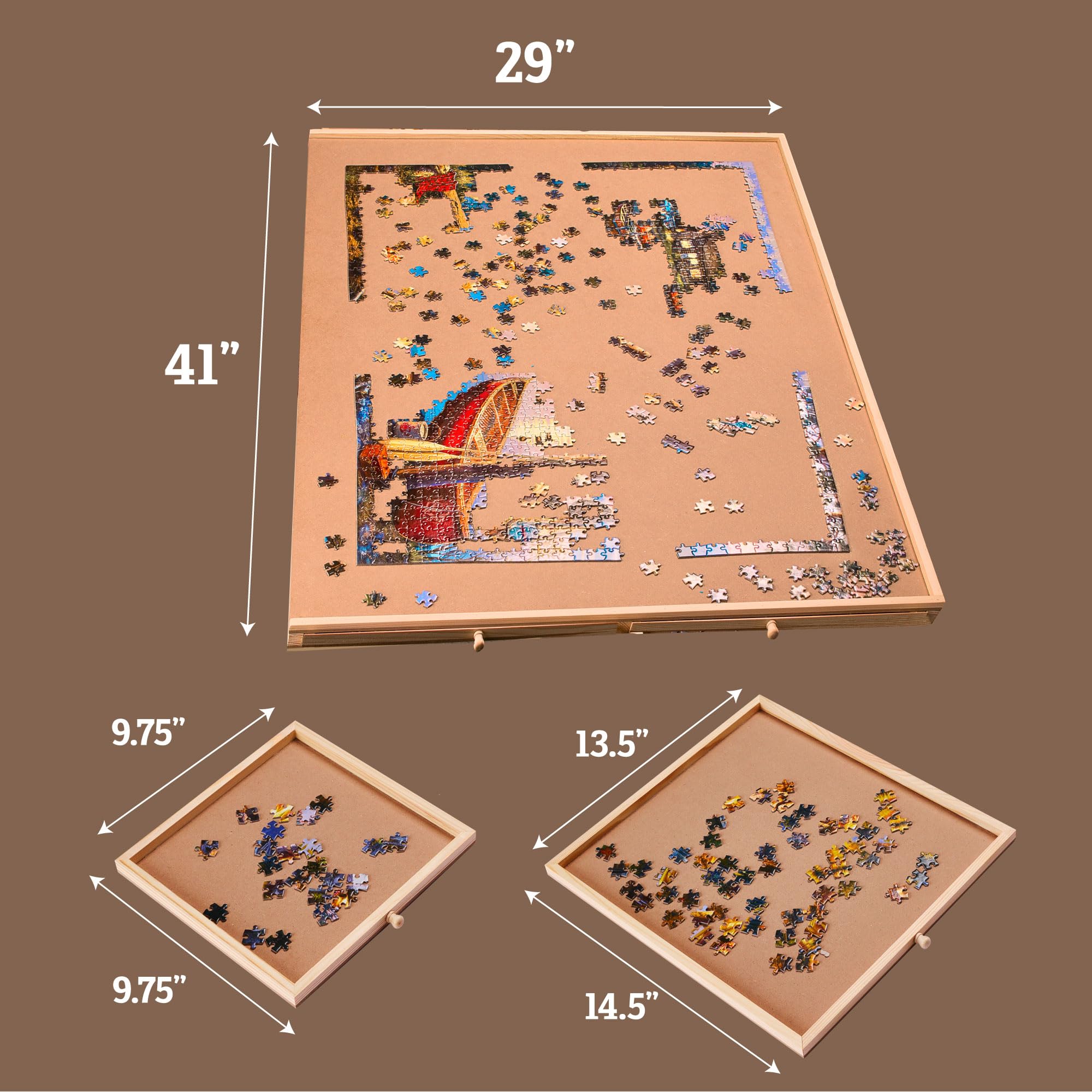 2000 Pieces Rotating Puzzle Board with 6 Storage Drawers & Protective Cover - Wooden Jigsaw Puzzle Table for 2000 Pieces - for Family Games, Home Entertainment & Puzzle Building