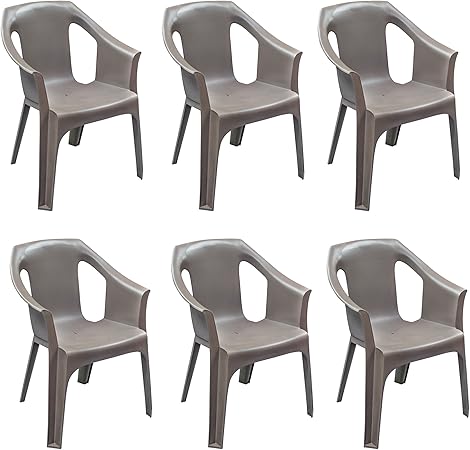 Resol Cool Designer Plastic Home Garden Outdoor Armchair Chocolate Pack Of 6 Amazon Co Uk Kitchen Home