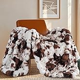 Touchat Cow Print Blanket for Couch, Faux Fur Throw Blanket, Super Heavy Warm Cozy Blankets for Bed Sofa, Bubble Plush Fuzzy Soft Mink Blanket for Living Room Bedroom, Cow Brown