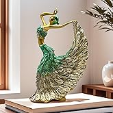 XINDAM Elegant Peacock Art Figurine Dancer Statue Decorative Home & Office Figurines Home Office Display Craft Living Room Decor Ornaments for Tabletop
