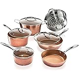Gotham Steel Hammered Collection Pots and Pans 10 Piece Premium Ceramic Cookware Set – with Triple Coated Ultra Nonstick Surf
