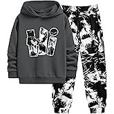Doumlop Boys Clothes Camo Boys Outfits Letter Printing Pullover Hoodie and Pants 2Pcs Winter Kids Clothes Boys for 7-14 Years