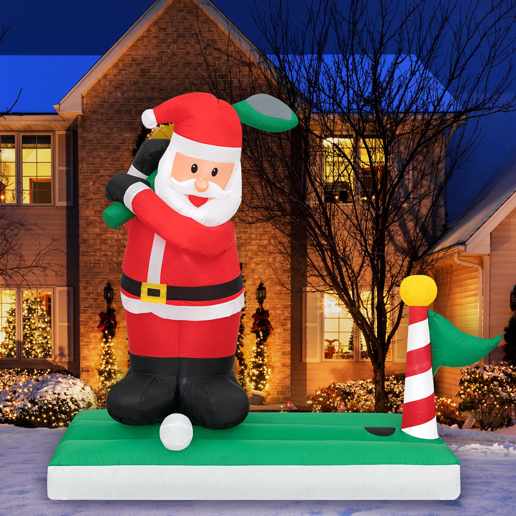 Photo 1 of Holidayana Christmas Inflatables Large 5 ft Santa Golfing - Inflatable Outdoor Christmas Decorations Blow Up X-mas Decorations for Yard, Lawn & Garden Internal Lights & Built-in Fan