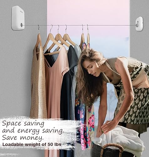 YAMEAER Retractable Clothesline Indoor Outdoor Clothes Line, Heavy