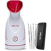 KINLITO Facial Steamer Ionic Face Steamer for Home Facial, Warm Mist Portable Facial Steamer for Deep Cleaning Unclog Pores with Blackhead Remover, Aromatherapy Kit for Personal Home SPA (Rose Red)
