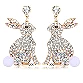 NVENF Easter Earrings Rhinestone Rabbit Bunny Dangle Earrings for Women Girls Statement Spring Themed Drop Earrings Holiday Jewelry Gifts