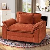 CDCASA Oversized Accent Chair, Comfy Cloud Sofa Chair, Terracotta Orange | Chenille Fabric,Comfy Large Seat, Upholstered Armrests, Modern Extra Wide Armchair Reading Chairs for Bedroom, Living Room